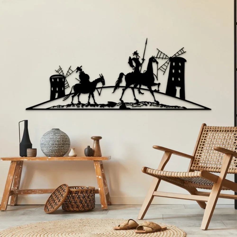 Arte de Pared de Hierro con Silueta Única de Don Quijote, Decoración con Temática Literaria, Regalo Ideal para Amantes de los Libros