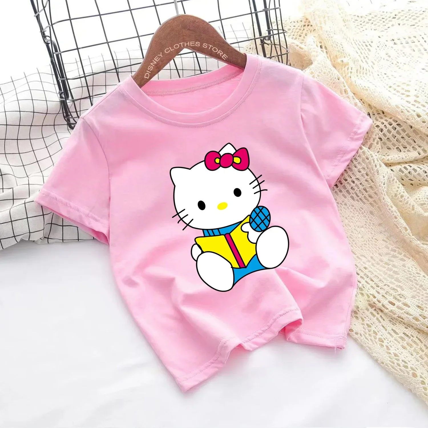 HelloKittys Kids T-Shirt Funny Kuromi Tee Shirts Children Cartoons Kawaii Casual Clothes Anime for Boy Girl Tops Clothing