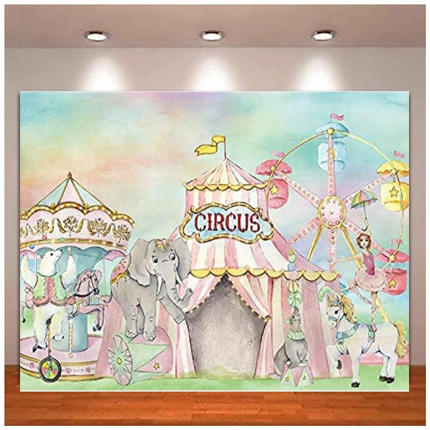 Circus Carnival Photography Backdrop Pink Circus Tent Background For Birthday Party Decor Baby Shower Kids Dessert Table Banner