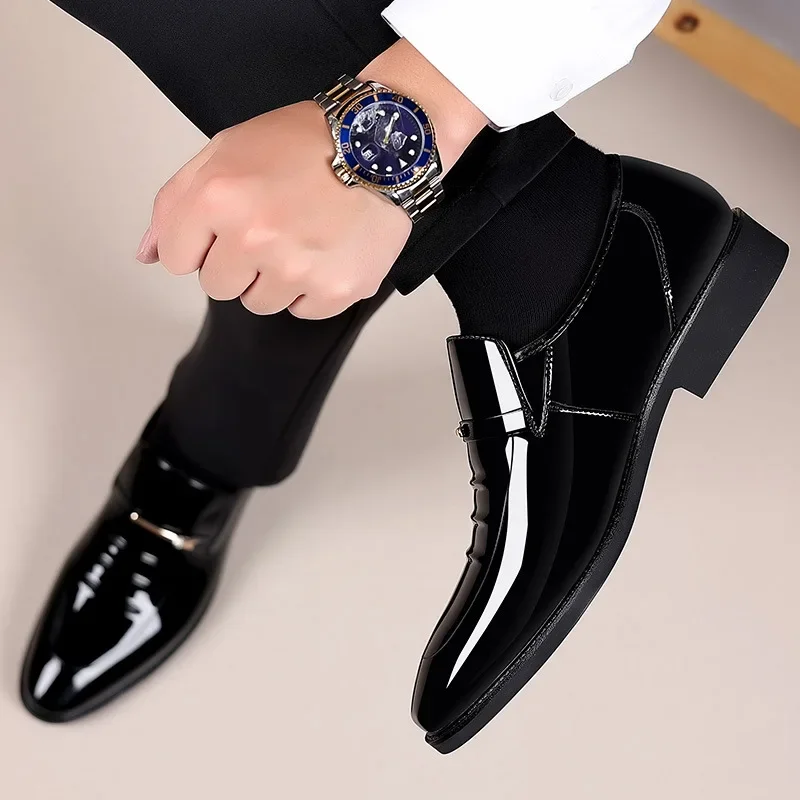 

Sizes 38-49 Mens Dress Shoes Formal Business High Gloss Loafers Luxury Wedding Shoes Comfortable Casual Driving Shoes for Men