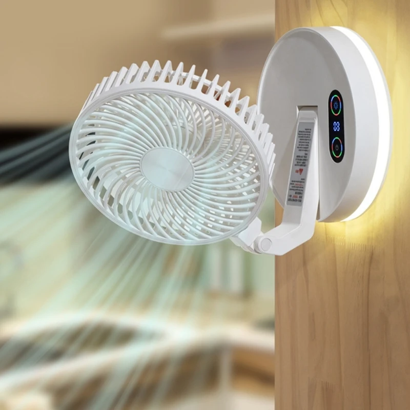 جدار جبل مكتب مروحة مع ضوء الليل 3 سرعات هادئة مروحة كهربائية USB قابلة للشحن مروحة صغيرة للمنزل مكتب التخييم