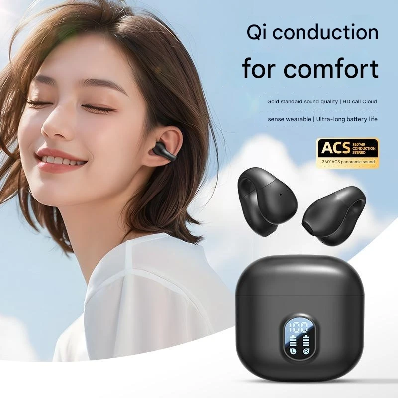 Bluetooth Headphones Ultra Long Life Clip Ear Wireless Earphones Sport High Sound Quality Insulation Noise Reduction Headset