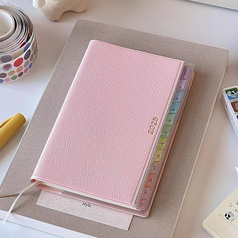 Colorful Index Leather Schedule Notebook Monthly Weekly Planner Notes Diary Notebook Portable Simple Notebook Fashion Handbooks