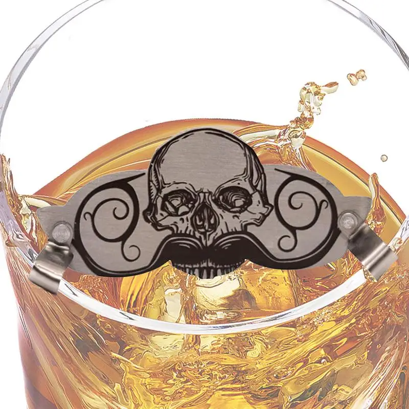 Mustache Guard For Drink Stainless Steel Skull Design Mustache Protector For Cup Decorative Innovative Multifunctional Drinking