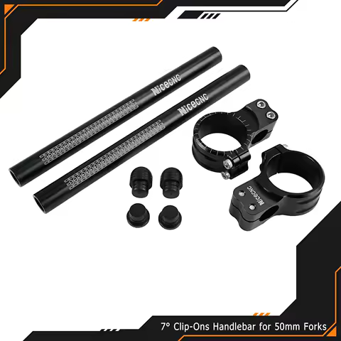 50mm Clip-Ons 7 Degree Handlebar For Honda CBR1000RR CBR929RR CBR954RR Suzuki GSXR 600 750 1000 1300 Kawasaki Yamaha YZF-R1 R6