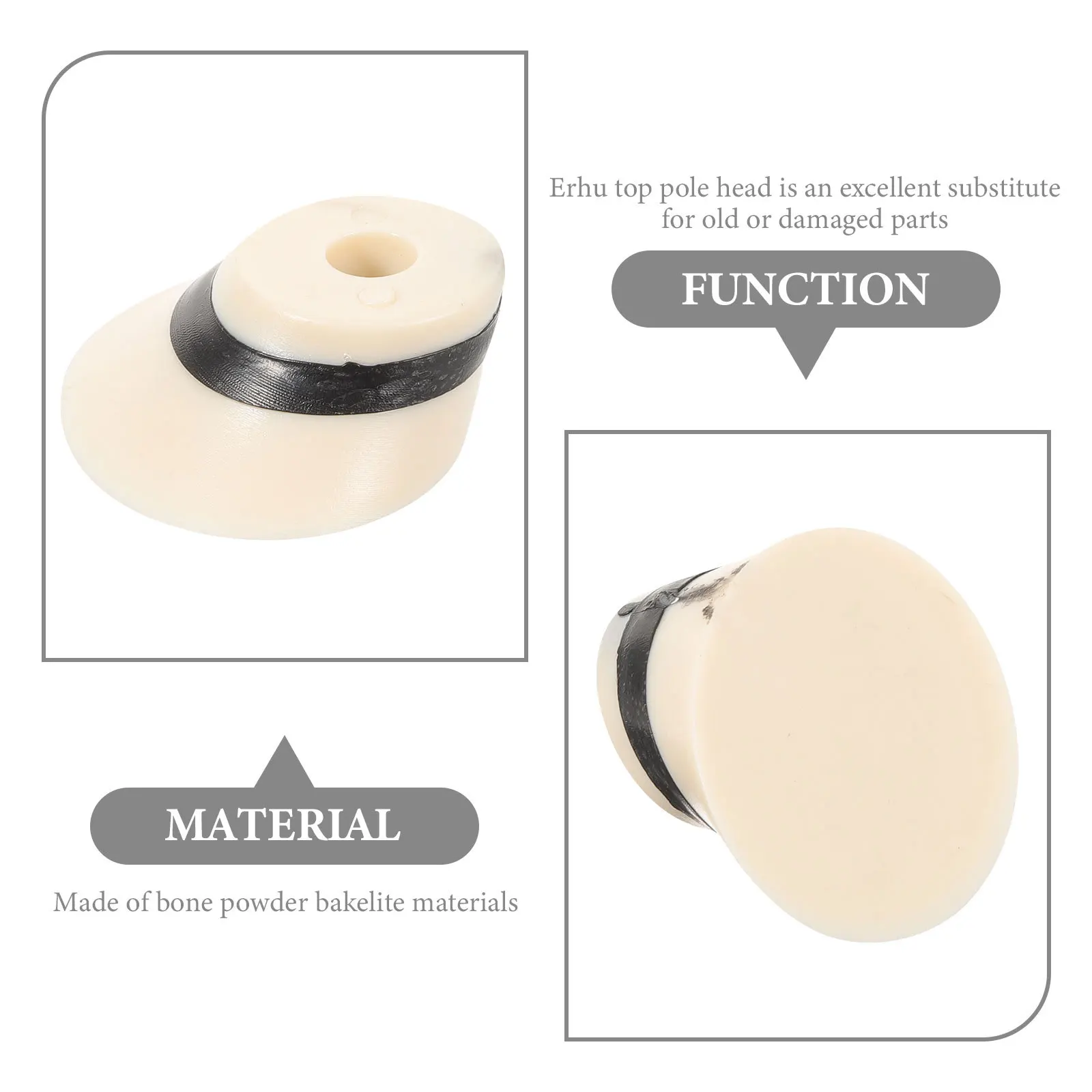 

4Pcs Erhu Top Pole Heads Curved Bone Powder Bakelite Repair Kits Replacement Accessories for Chinese Erhu Pole