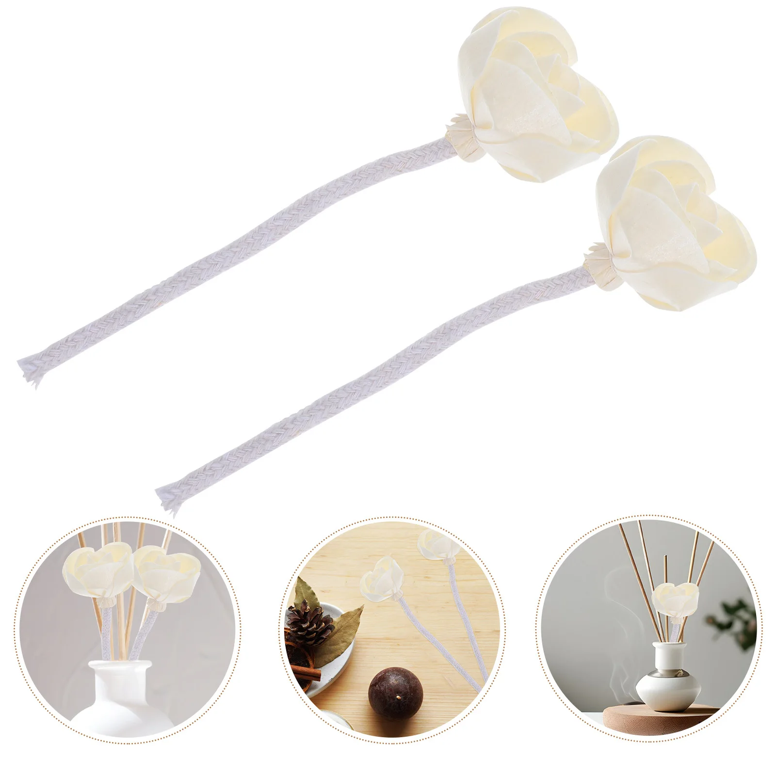 

2Pcs Bendable Cotton Rope Flower Head Essential Oil Diffuser Faux Fragrance Decor Home Indoor Replaceable Fireless Aroma Flowers