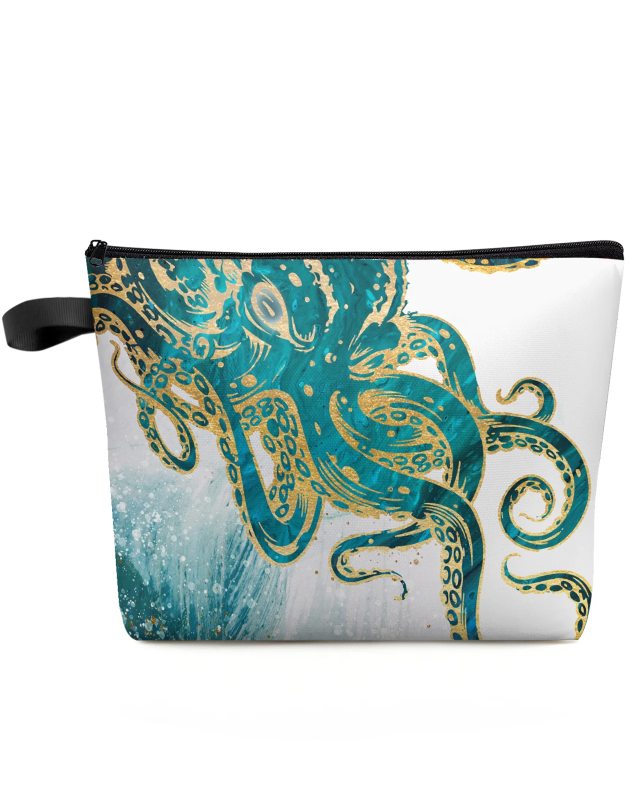 Octopus Watercolor Large Capacity Travel Cosmetic Bag Portable Makeup Storage Pouch Women Waterproof Multifunctional Pencil Case