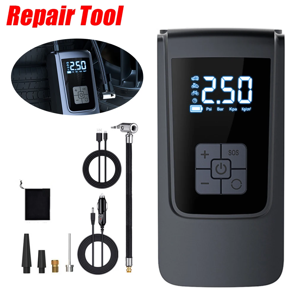 

Автомобильный компрессор 7.4/12В для подкачки шин, 150PSI, умный, с LED-подсветкой, портативный, 6000 мАч, для автомобилей, грузовиков, мотоциклов, мячей