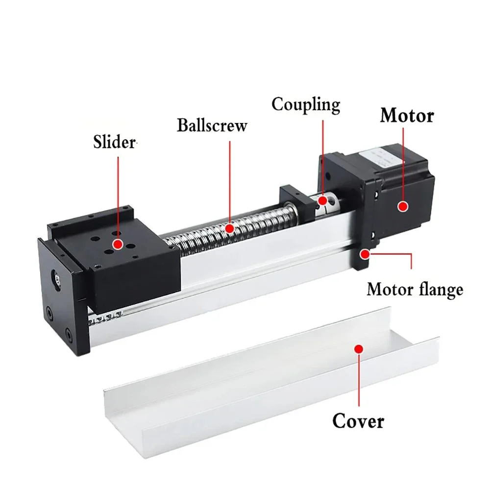 Modulo completamente chiuso tavolo scorrevole MGR12 Slider vite a ricircolo di sfere 1204/1605/1610 profilo in alluminio guida lineare Nema23 motore