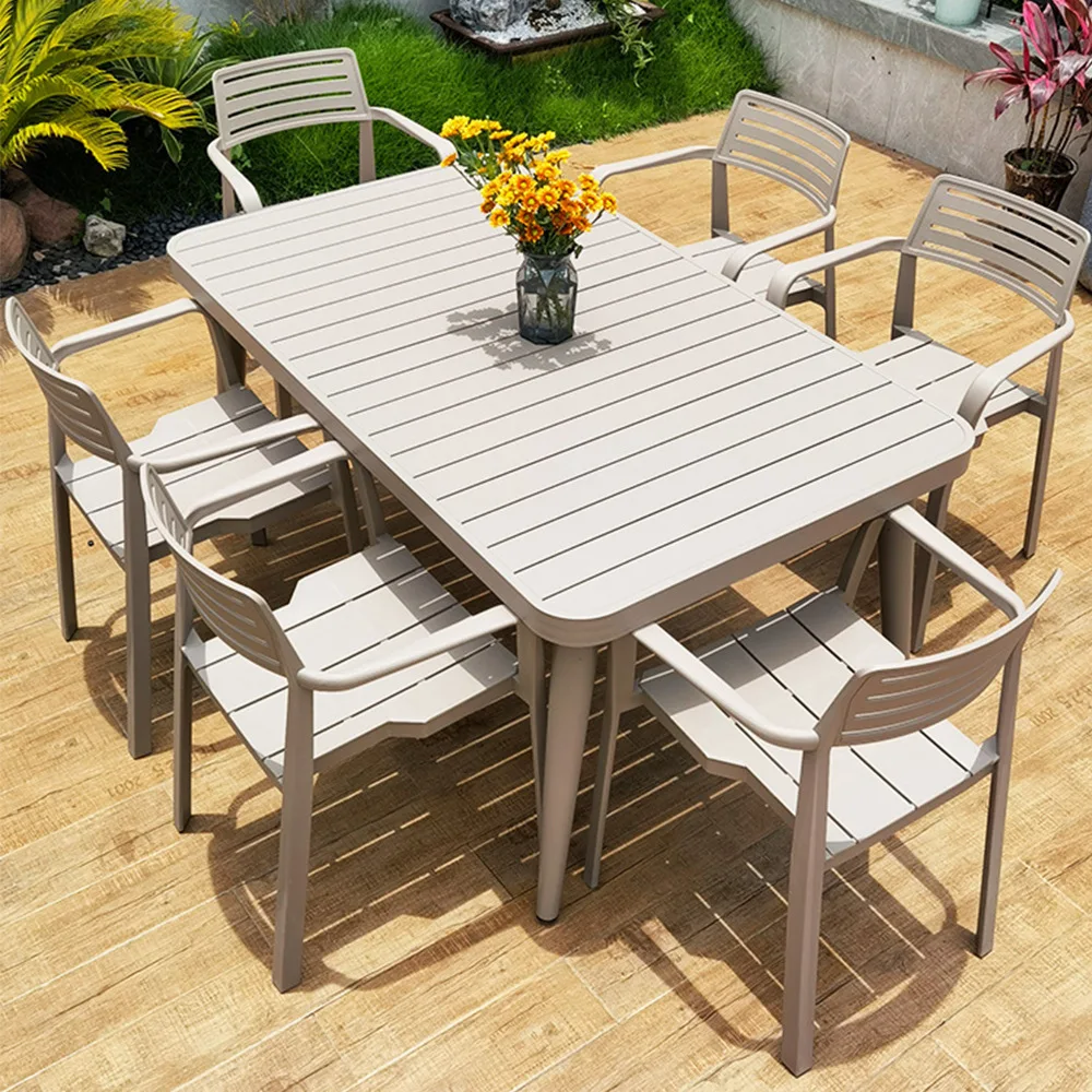 

Outdoor table and chair combination milk tea shop terrace aluminum alloy