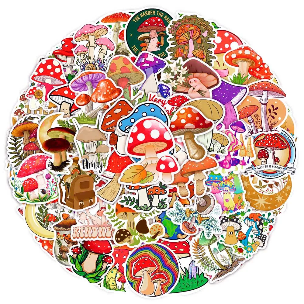 10/30/50pcs Retro Mushroom Cartoon Graffiti Sticker Funny  Laptop Helmet Car Scooter Waterproof Decoration Children's Sticker