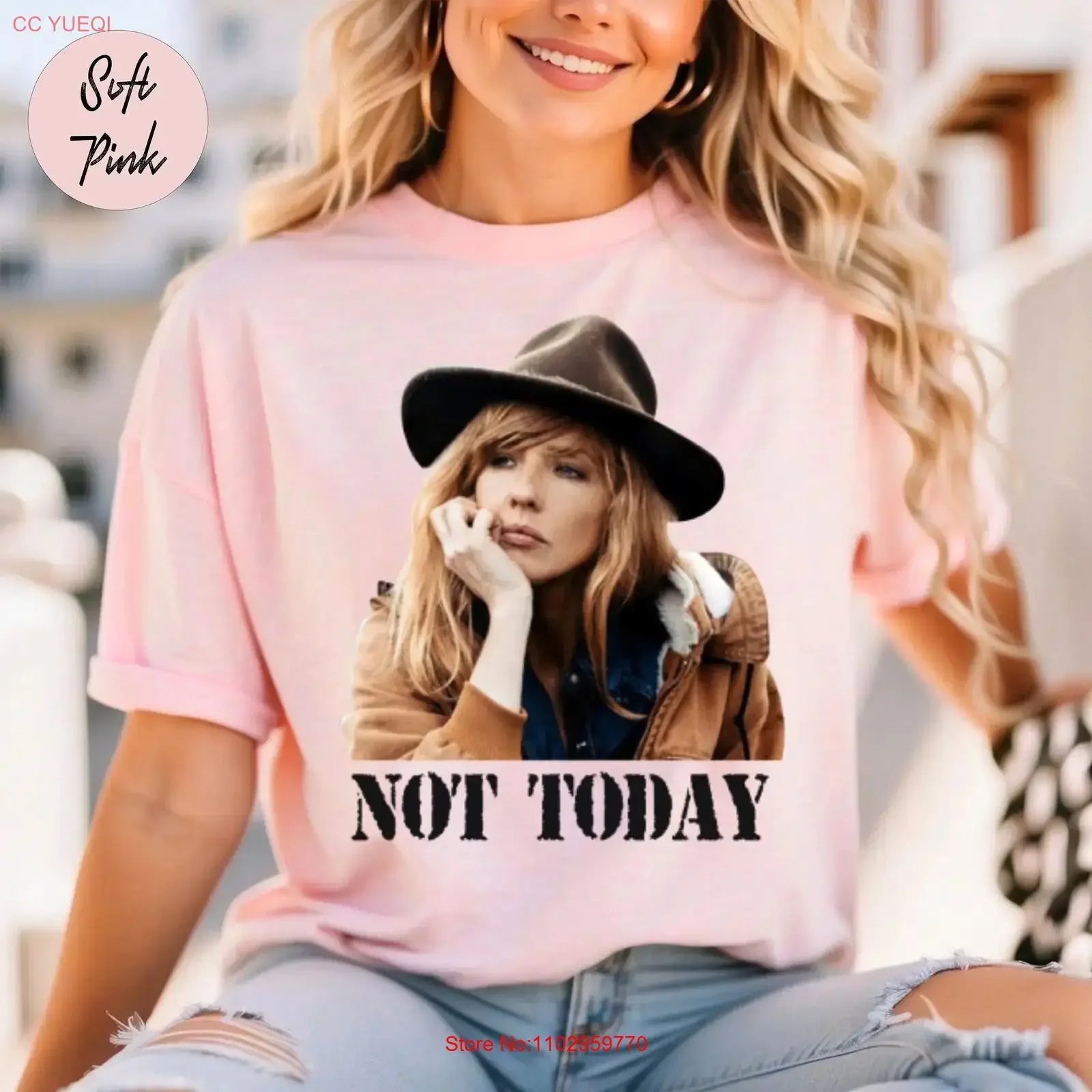 تي شيرت Beth Dutton Not Today تي شيرت مبيض ممزق ويلر مروحة عتيقة جرافيك مغسول للارتداء اليومي أوم ناعمة قليلاً #1