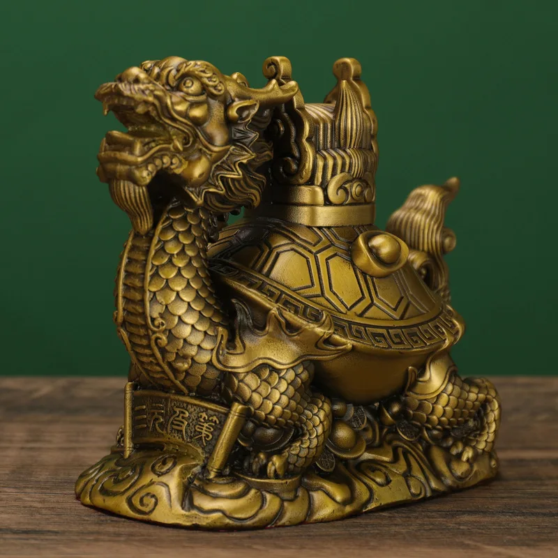 Brass Animal Figurine, Copper Three-Element Dragon Turtle, Home Decoration, Creative Gift, Handcrafted Item, Available For Drop