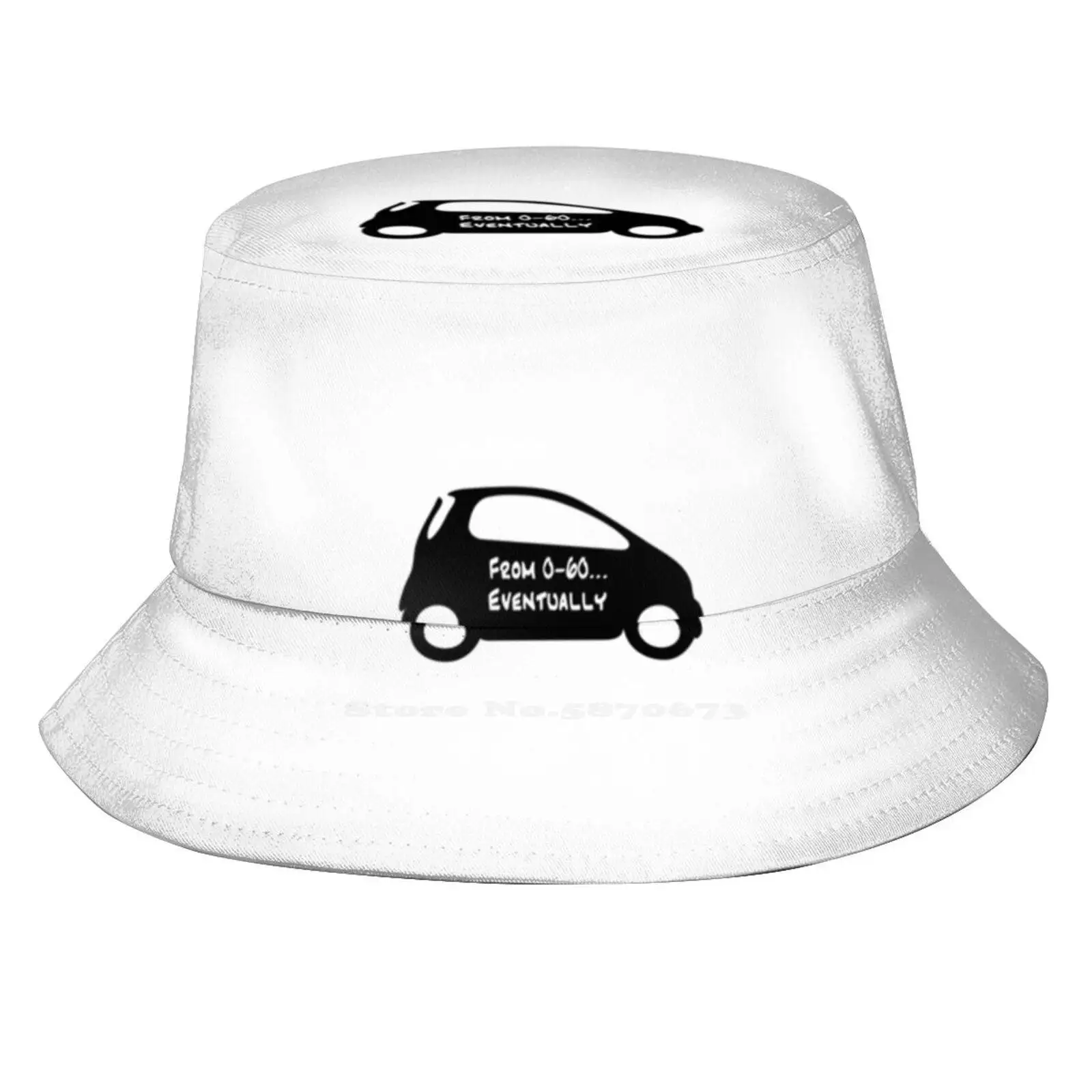 Smart Car Fortwo Black Colour - From 0 - 60...eventually Print Bucket Hats Sun Cap Smart Car Smart Fortwo Little Micro Car Mini