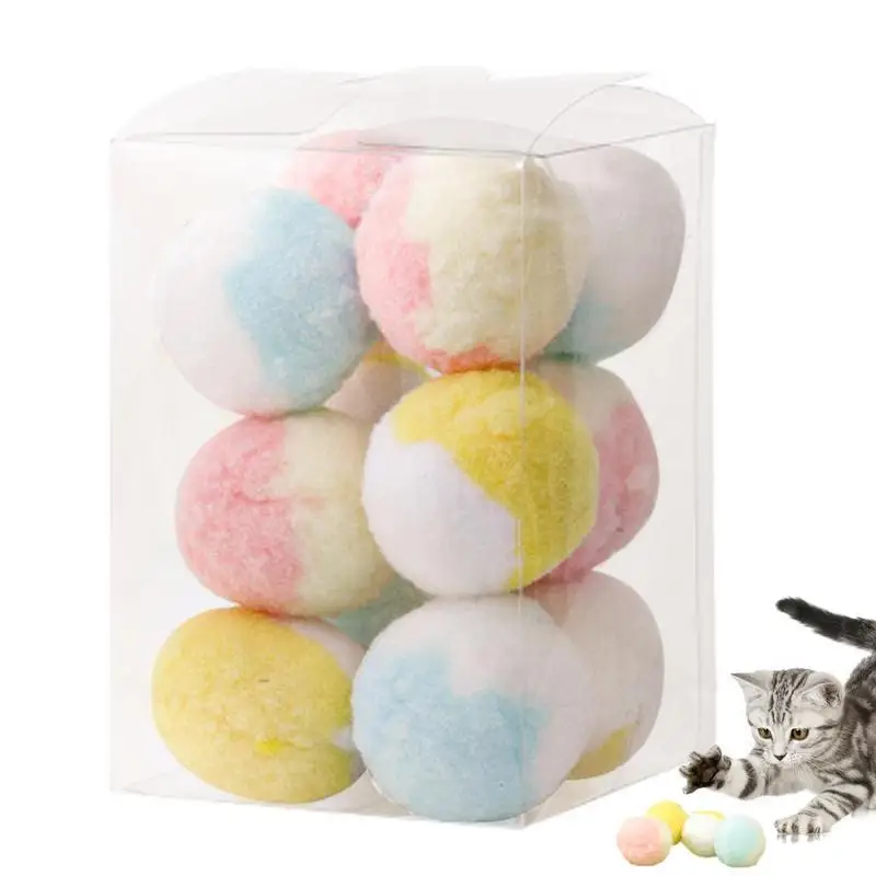 

Soft Cat Toys Cute Funny Elastic Plush Ball Cat Pompoms Creative Colorful Interactive Cat Toy Noiseless Bouncy Ball pet supplies