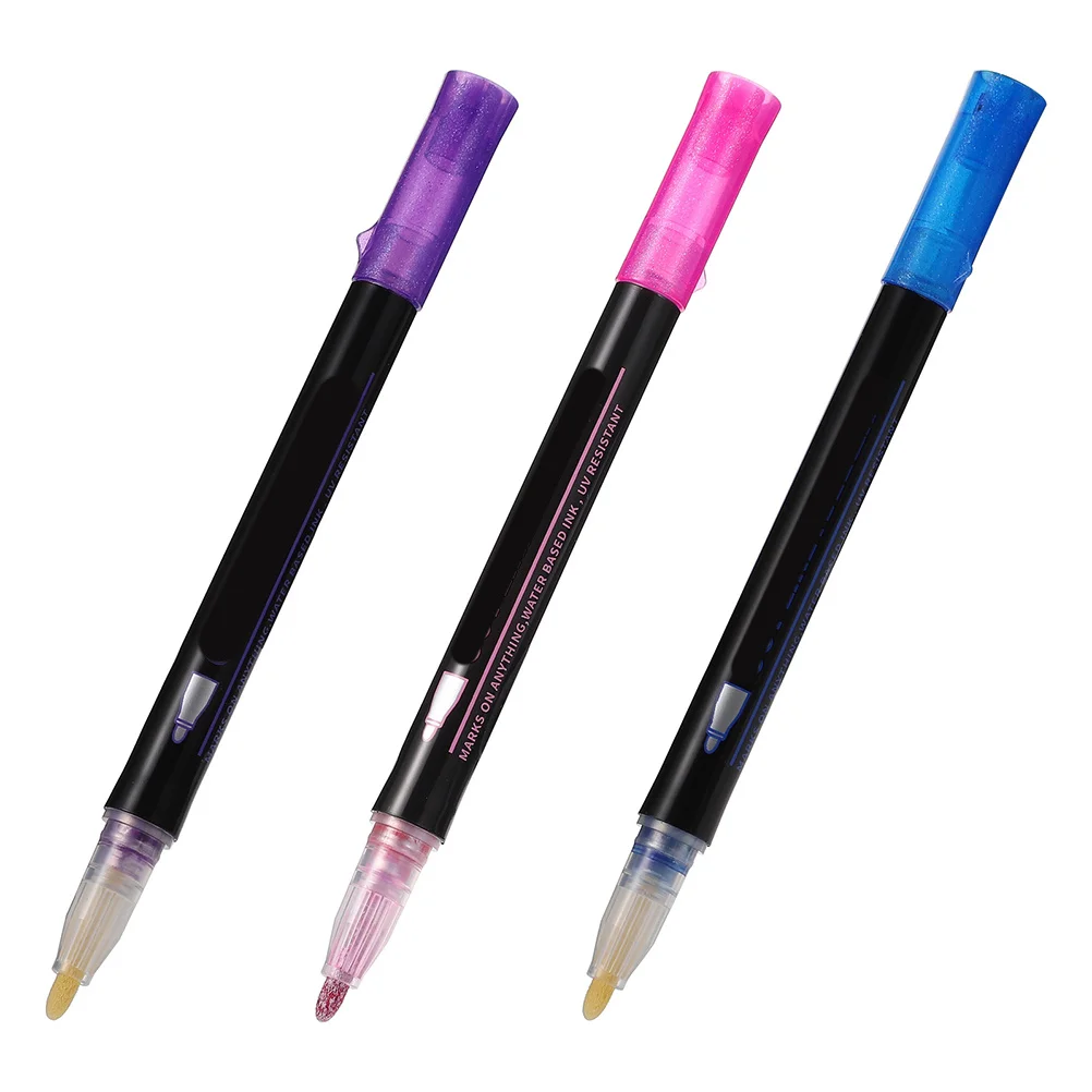 

3 шт. красочные ручки с надписями, гладкий маркер с двойной линией для поздравительных открыток, рисование, планирование, плакат, рисунок