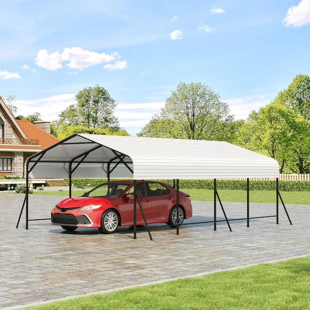 

Heavy Duty Carport, Metal Carport with Reinforced Frame and Base for All Weather, Car Ports 13x20 Heavy Duty for Rucks, Boats, T