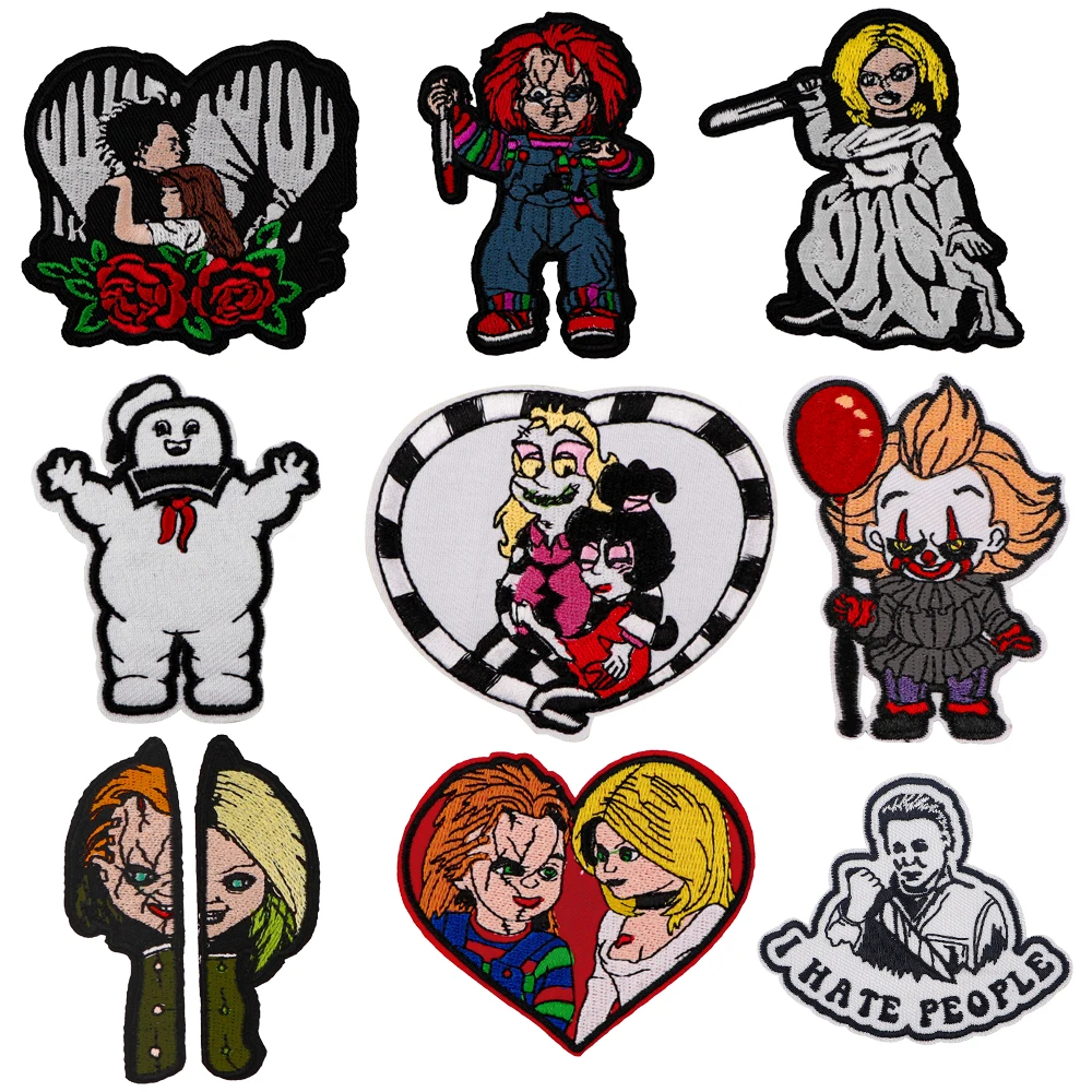 

Halloween Horror Style Embroidered Men Women Badge DIY Patch Applique Sewing Tool Clothes Iron On Patches Stickers Accessories