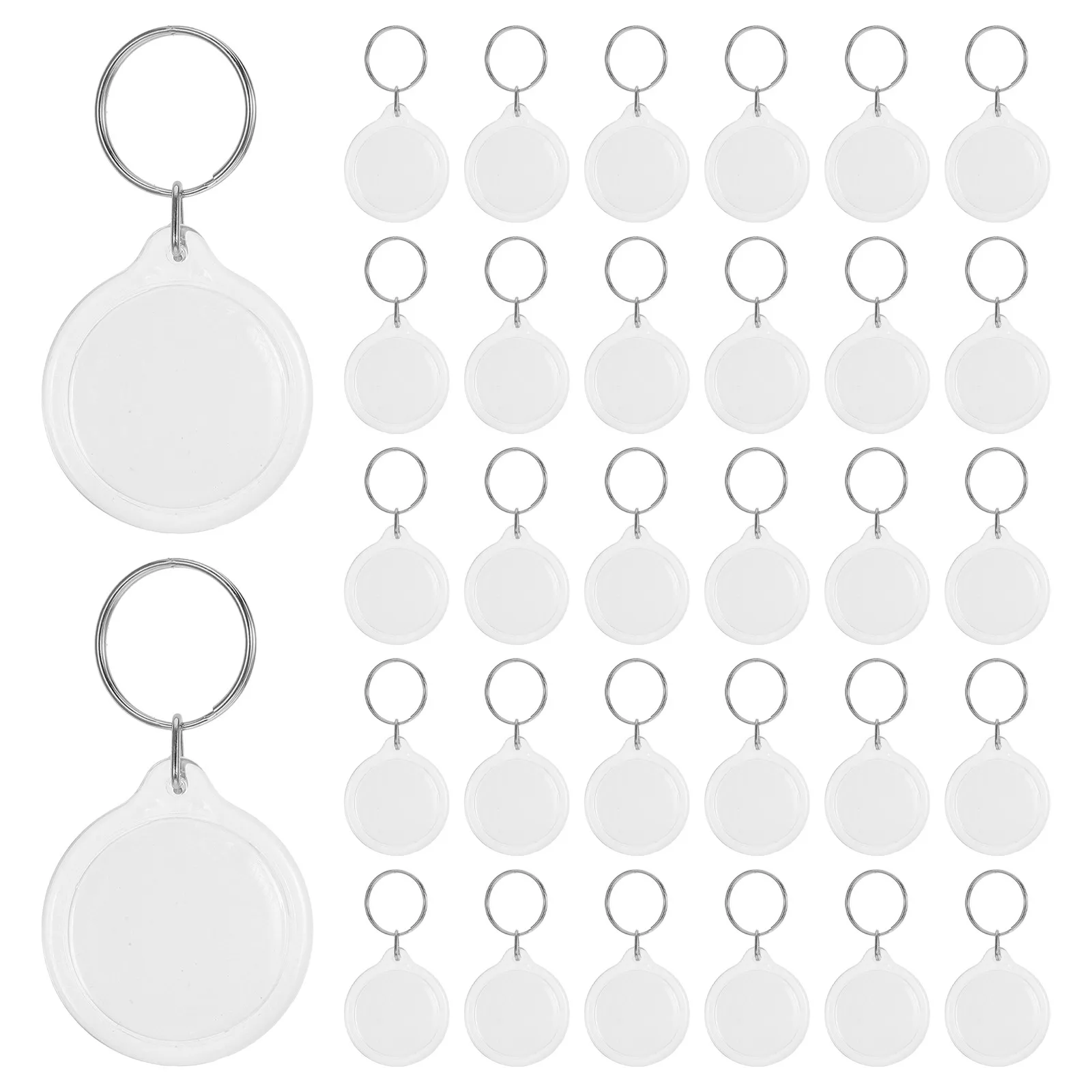 120 Pcs Clear Photo Keyring Keychain Blanks Holder Circle Picture Keychains Bulk