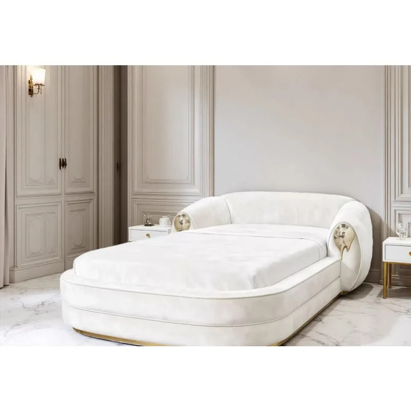 Italian light luxury creative fabric double bed designer villa luxury bedroom