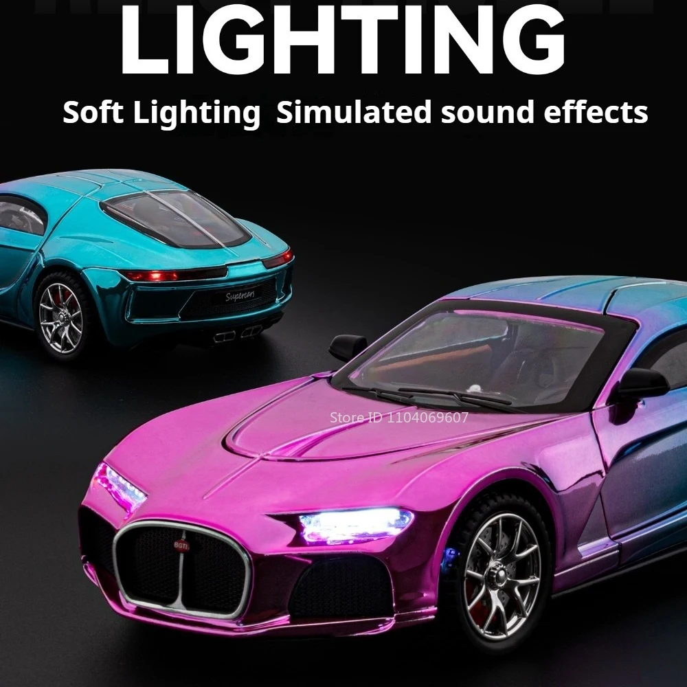 1:24 Bugatti Atlantic Cars Legierungsmodelle Diecast Toy Wheel Pull Back Miniatur Supercar Türen geöffnetes Fahrzeug Kind Erwachsene Geschenke