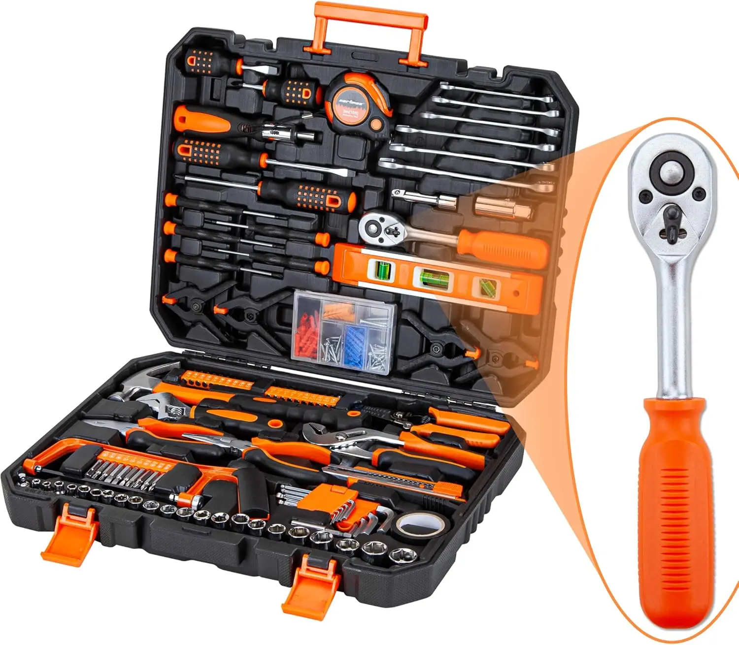 

238-Piece Socket Wrench Auto Repair Tool Set with Plastic Toolbox for Home and Garage DIY Projects