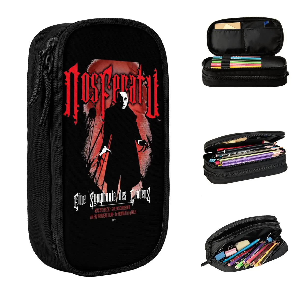 Nosferatu The Vampire Nosferatu Silent Fillm German Pencil Cases Pen Box Bags Girls Boys Large Storage Office Gift Pencilcases