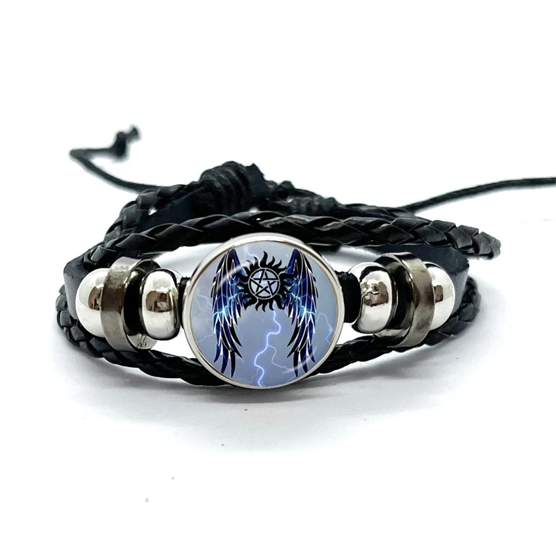 2023 New Supernatural Sign Leather Bracelets Sam Dean Multilayer Braided Bracelets Bangles Handmade Jewelry Gifts