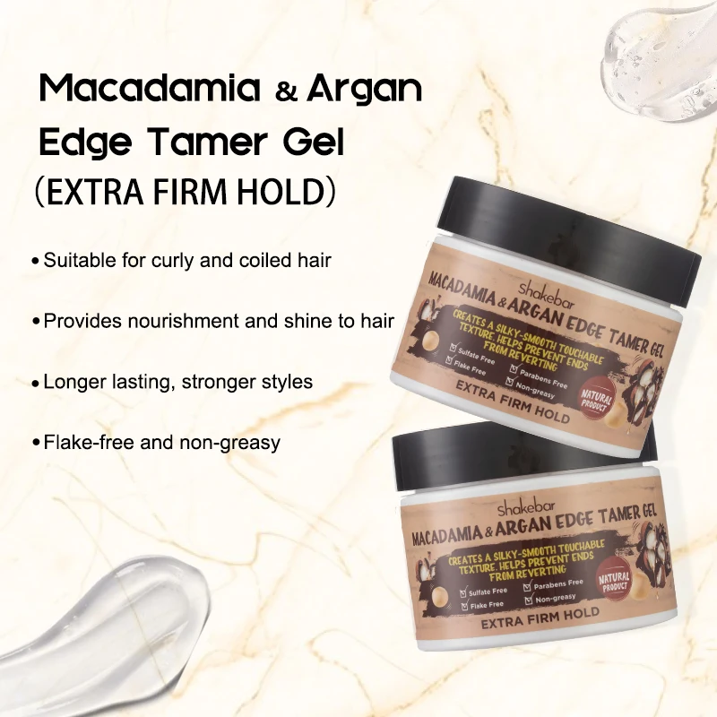 Shakebar Extra Firm Hold Edge Tamer Gel, Multi-botanicals, Strong Hold for Longer Lasting Styling of Edges