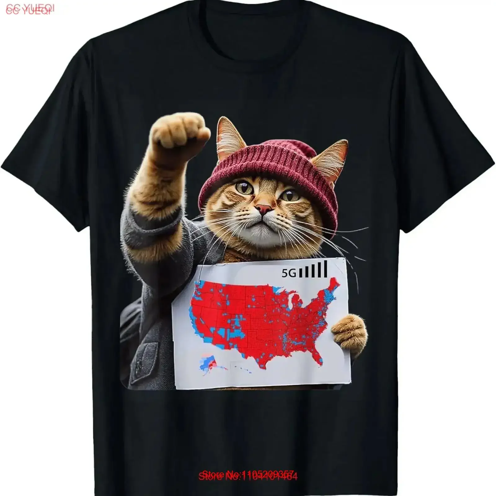 

Funny Cat 2024 We Saved America Presidential Election Map T Shirt vintage Washed Casual Top For Everyday Wear Breathable