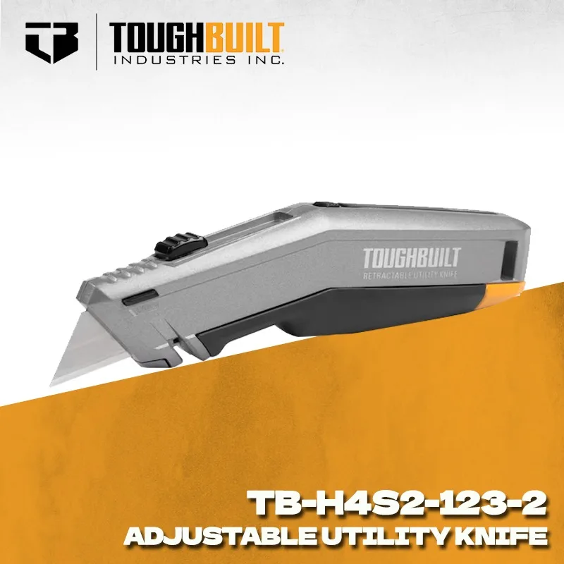 TOUGHBUILT TB-H4S2-123-2 Heavy Duty Utility Knife 3-Position Lock Retractable Box Cutter 18mm SK5 Blade Professional Hand Tool
