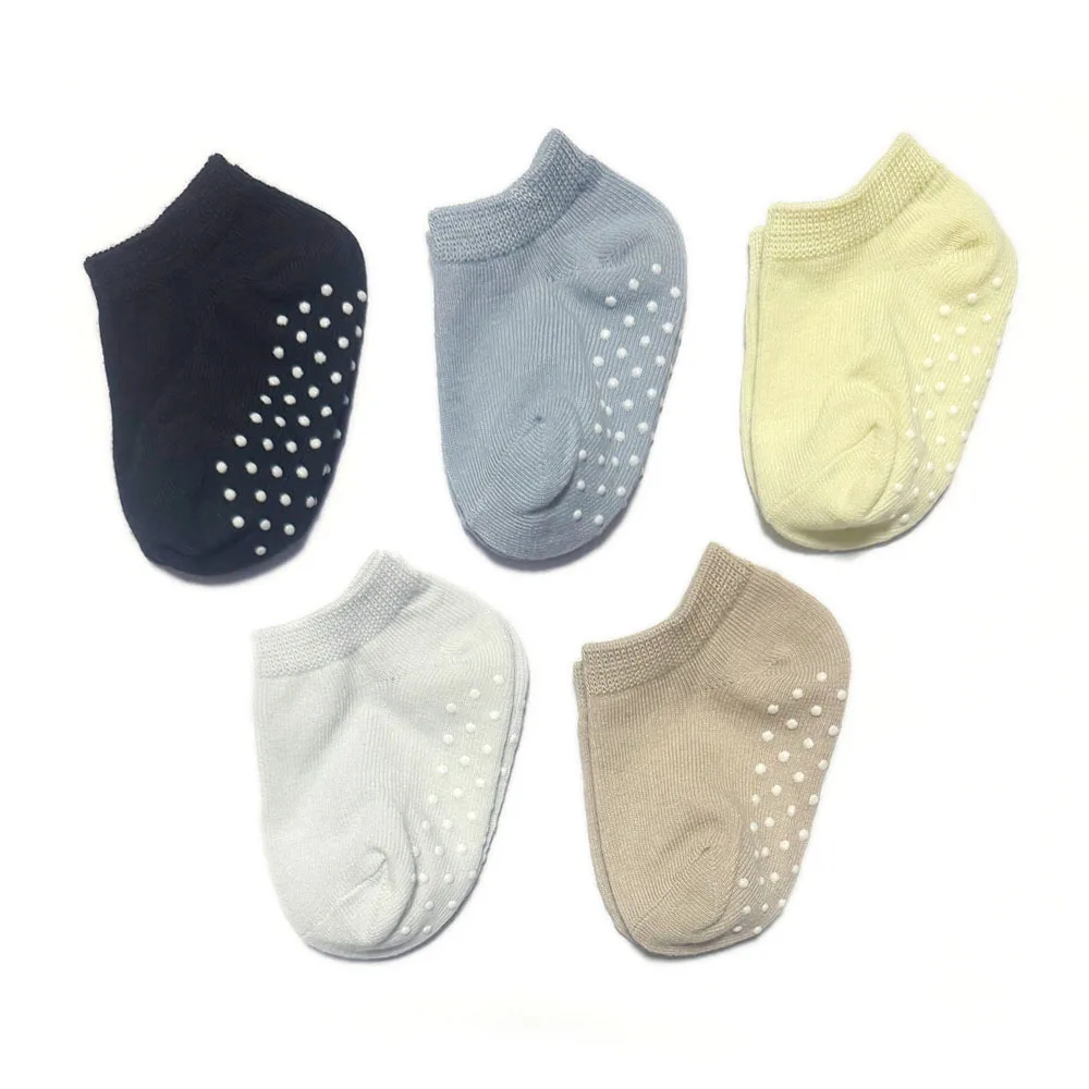 5 paires de chaussettes antidérapantes pour enfants, chaussettes de sol blanches pour bébés garçons et filles