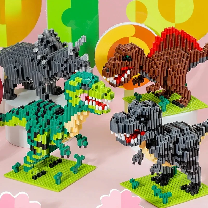 Verbindung Blöcke DIY Dinosaurier Bausteine Micro Brinquedo Tyrannosaurus Auktion Juguetes Kinder Spielzeug Junge Präsentieren Lechuan