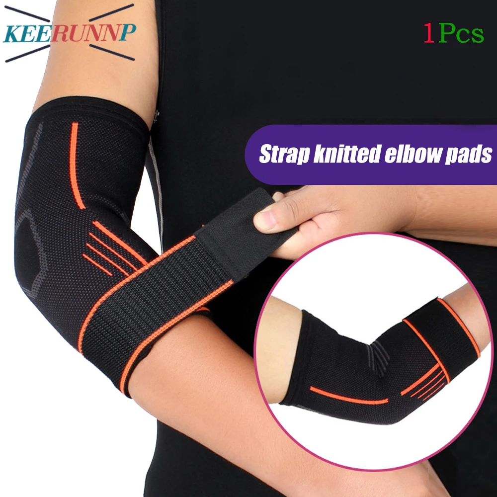 1Pcs Fitness Elbow Brace Compression Support Sleeve for Gym,Adjustable Strap for Workout - Reduce Joint Pain During Any Activity