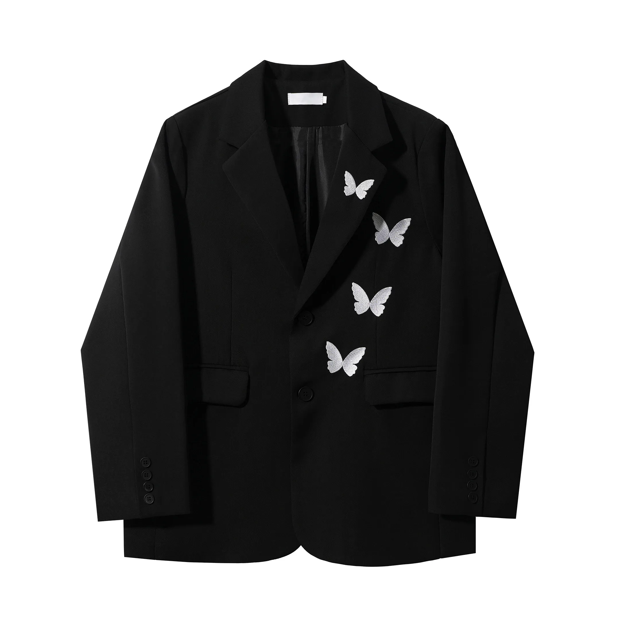 

Черный пиджак с вышивкой бабочки для женщин, весна 2026, новые однобортные пальто, повседневные персонализированные топы с длинными рукавами