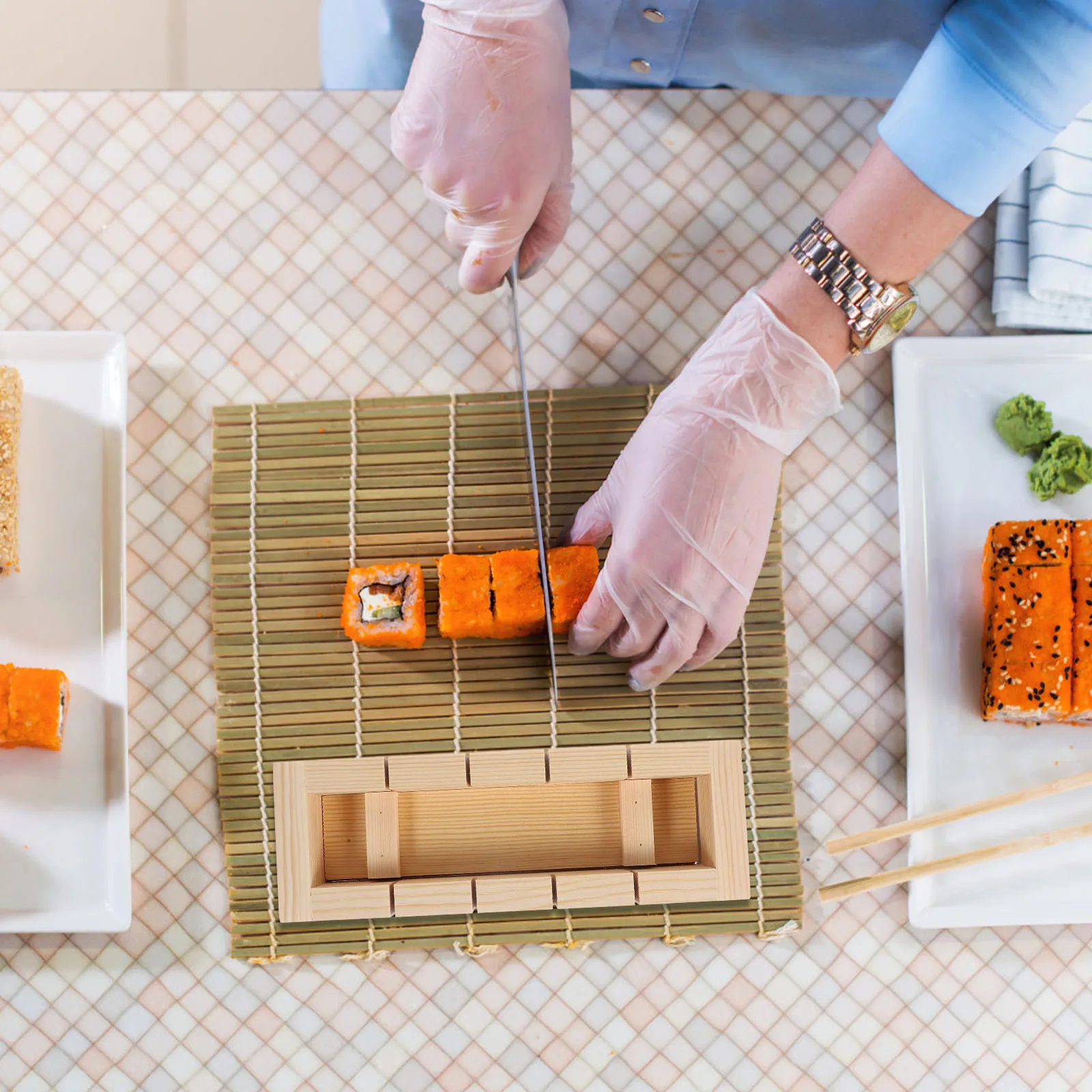 

Wooden Press Rectangular Making Kit For Beginners Oshizushi Diy Maker Tool Box Roll Cake Biscuit Mold Set Kitchen Utensil Tools