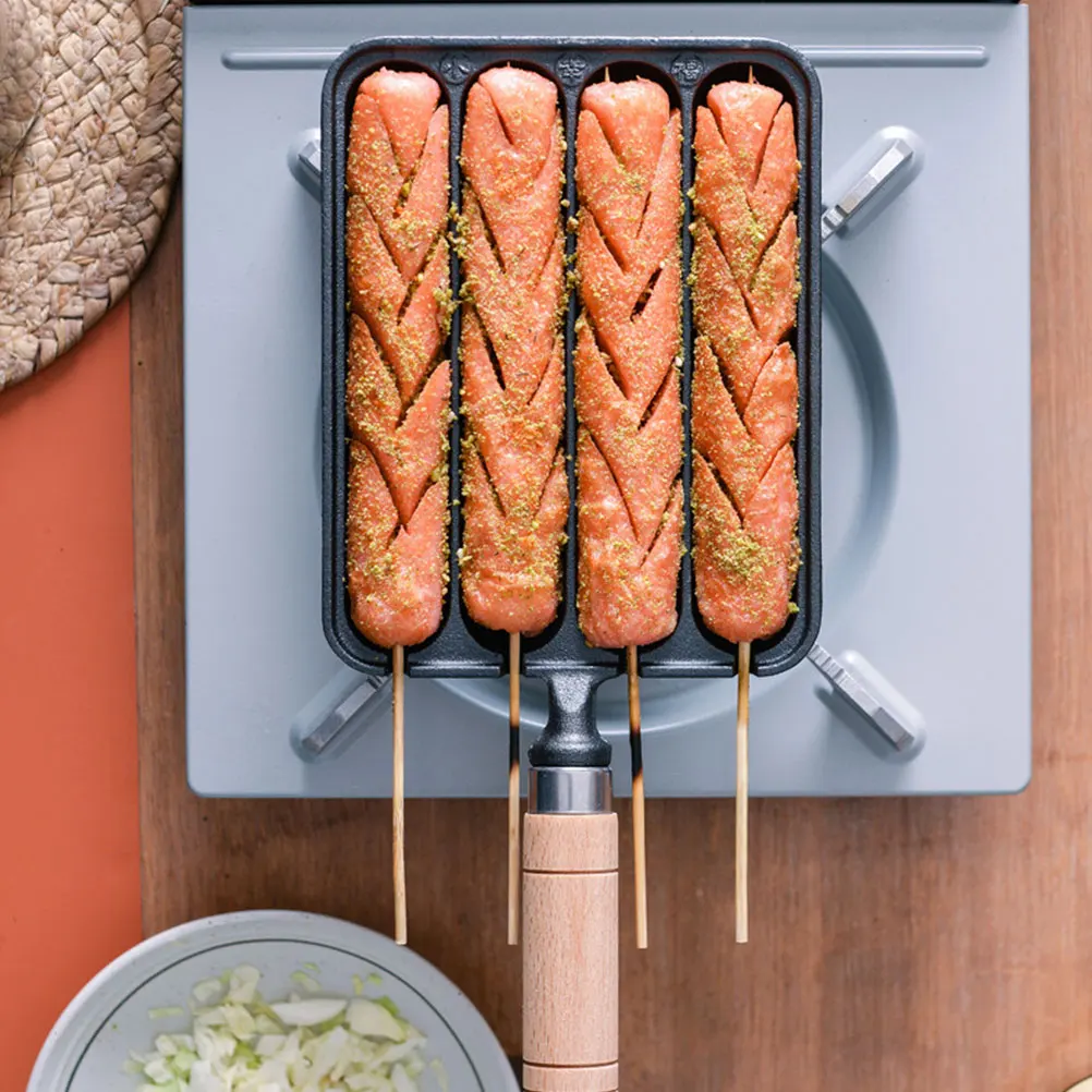 

1Pc Sausage Maker Non Sticky Cast Iron Hot Dog Mold BBQ Grill Pan Food Tool DIY Supplies Easy Clean Grease Reduction Healthy