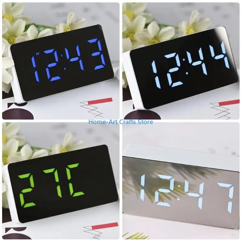 Y3NA Mini Electronic Digital Alarm Clock Large Screen Car LED Mirror Travel Clock