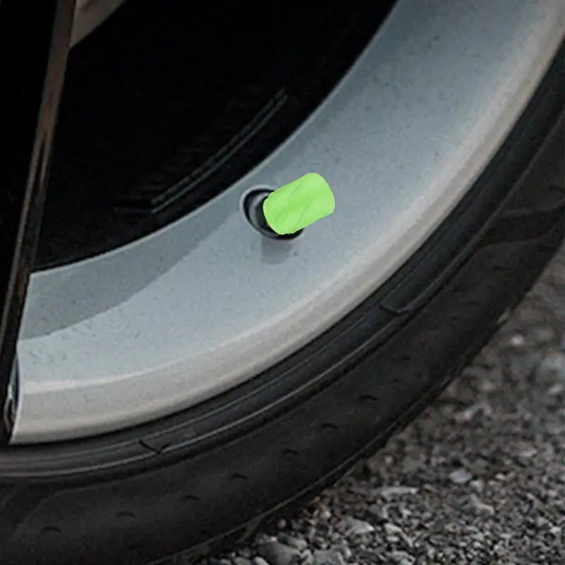 Glow In The Dark Tire Valve Caps 4x Glow Car Tire Valve Caps Tire Air Caps Cover Decoration Accessories Riding Biking