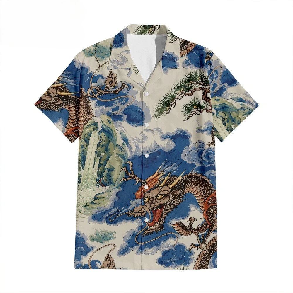 The Boys Billy Butcher Japanese Dragon Hawaiian Shirt TV Series Merch Loose and comfortable breathable Cuban collar shirt