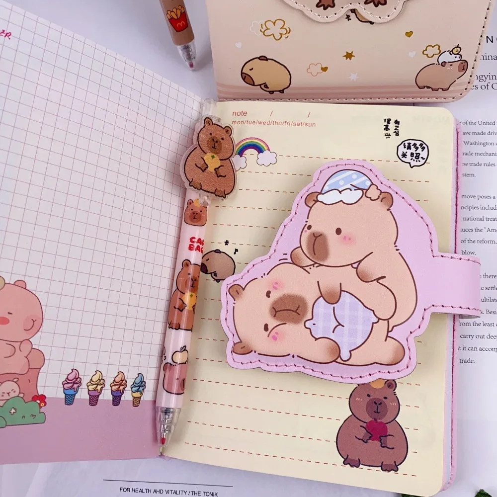 Capybara Kawaii Ballpoint Pen Set, Papelaria bonito dos desenhos animados, Estudante Crianças Gel Pen, Caixa De Presente De Aniversário