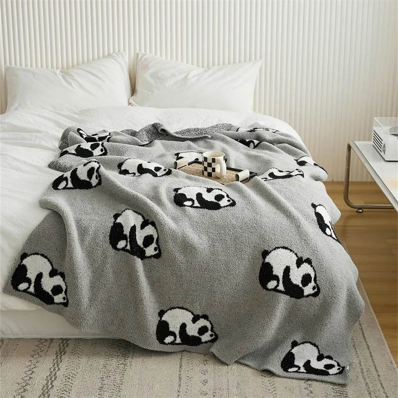 

Cute Cartoon Panda Knitted Thread Blanket Four Seasons Universal Soft Throw Blankets Beds Sofa Couch Cover Picnic Home Textile