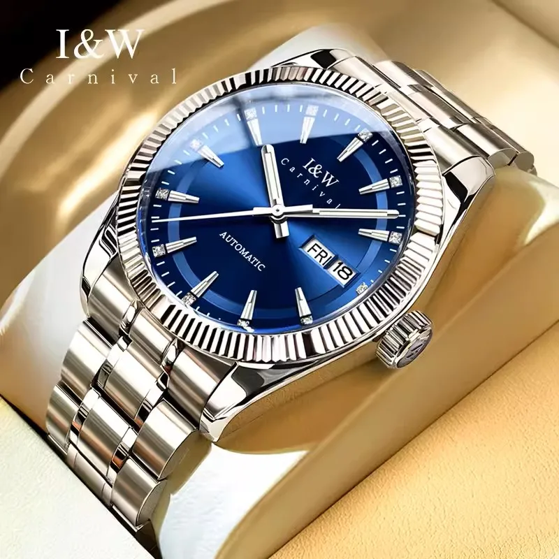 Carnival Brand IW Series Luxury Imported Movement Mechanical Watch Men 50M Waterproof Luminous Week Date Fashion Mens Watches