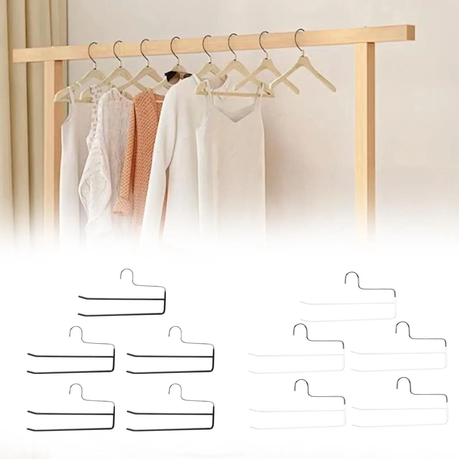 5x Pants Hangers Heavy Duty Alloy Storage Organizer Clothes Rack Space Saving Hangers for Skirts Slack Leggings Trousers Jeans