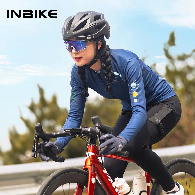 

INBIKE NEW Winter Women's Long Sleeve Fleece Cycling Jersey Bike Cycling Thermal Top Shirt Full Zip Cycling Jersey with Pockets