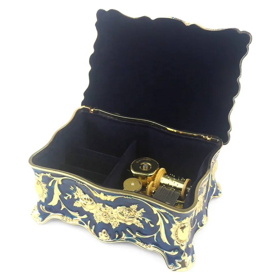 

2025 Wholesale Embossed Zinc Alloy Metal Music Box Clockwork Movement Boutique Gifts for Christmas, Valentine's Day
