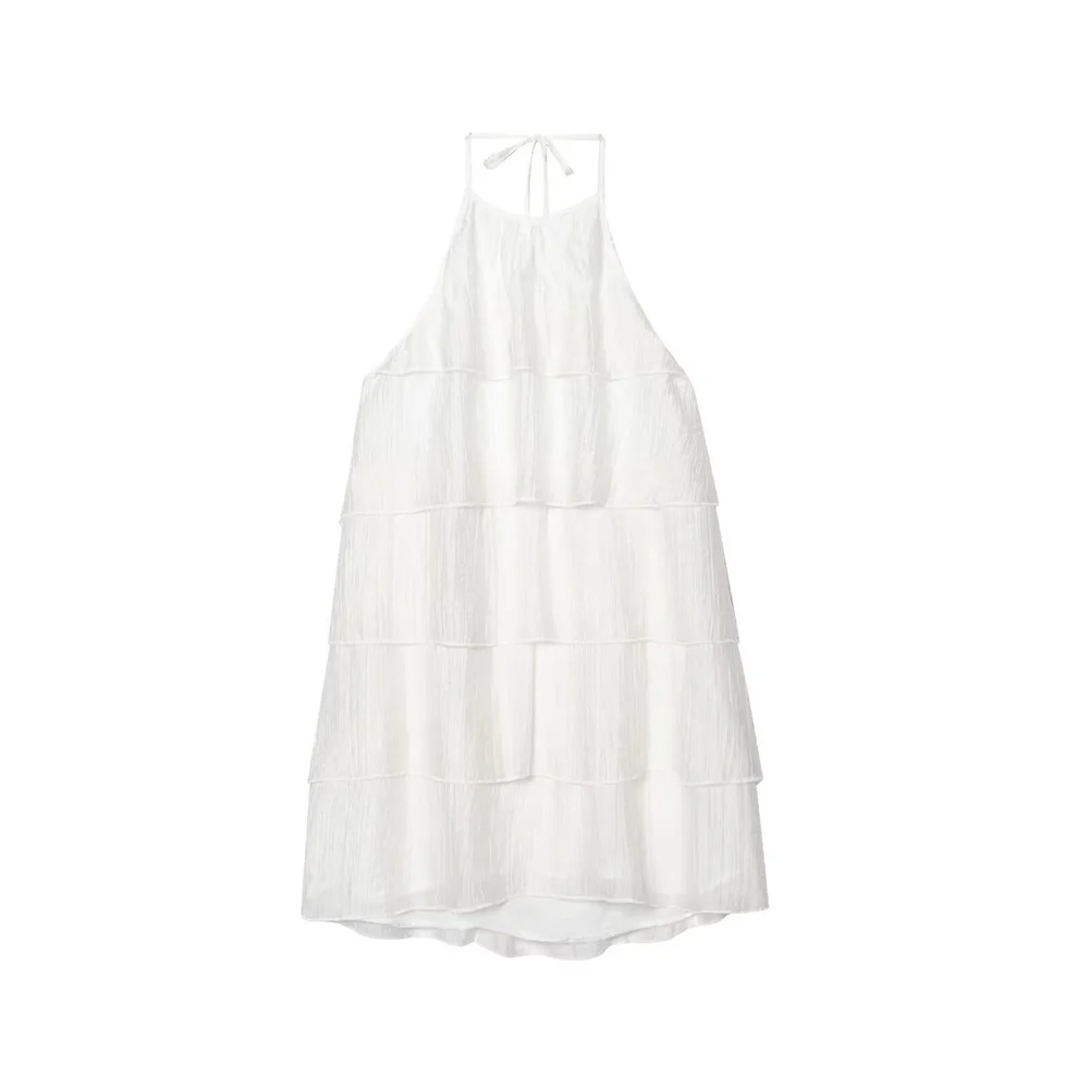 

Taop&Za women's summer new product temperament sexy backless layered decoration hanging neck collar short skirt mini dress