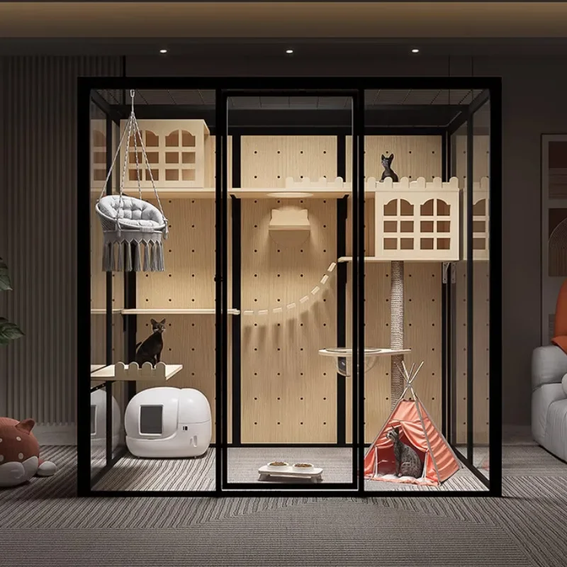 

Custom Multi Function Big Pet Cabinet House DIY Alu Alloy Tube Cat Toilet Dog Cage Cat Villa Room With Aluminum Profile