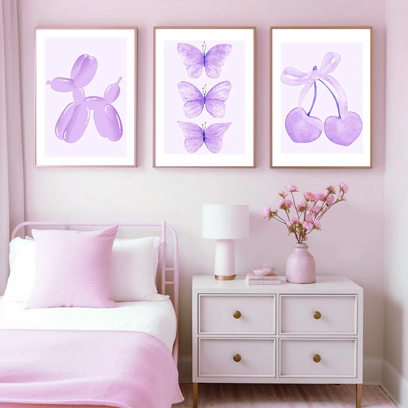 Fashionable and Fresh Purple Abstract Design Pattern Art Poster Canvas Printing Living Room Sofa Background Wall Modern Decor